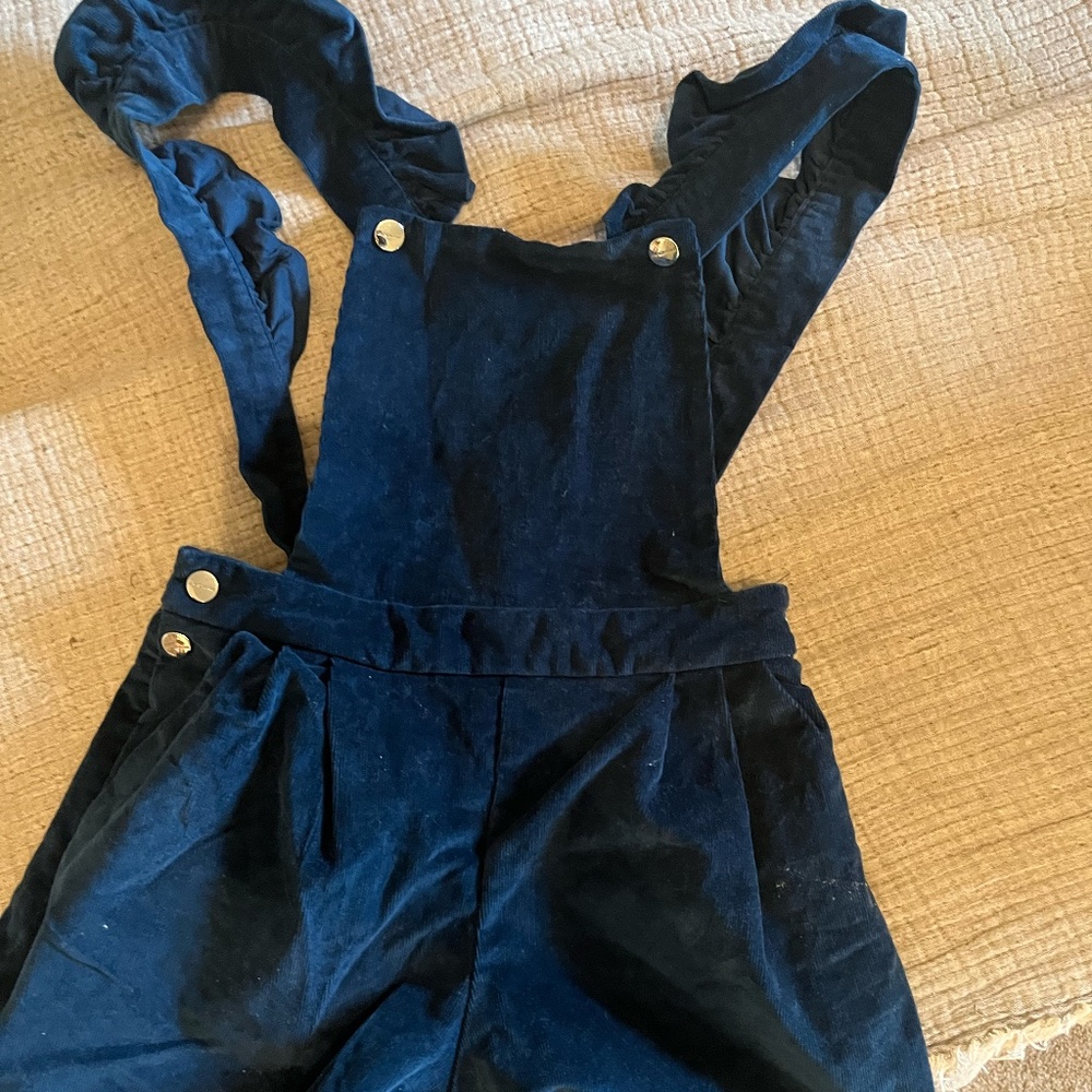 Jacadi Navy Blue Velvet Overalls One-Piece